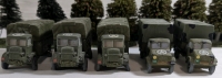 5 Handpainted Metal Based World War 2 Trucks Approx. 3.75" & 3"