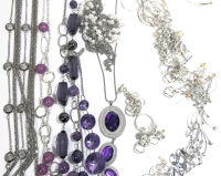 15+ Pairs Assorted Silver Tone Dangle Earrings (Most Clip-Ons), Necklaces + Jumble Necklace