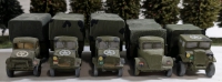 5 Assorted Handpainted Plastic Miniature World War 2 Trucks Approx. 2.5", 3.25" & 3.5"