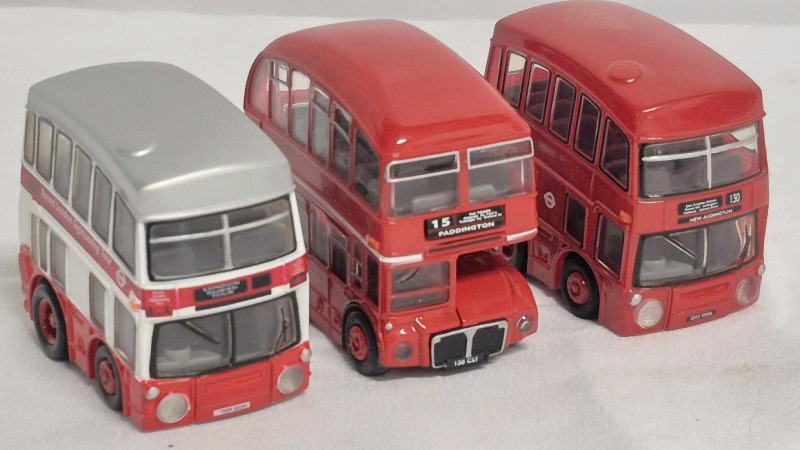 3 Jotus Small Buses Double Decker Limited Edition Friction Toys 2" long