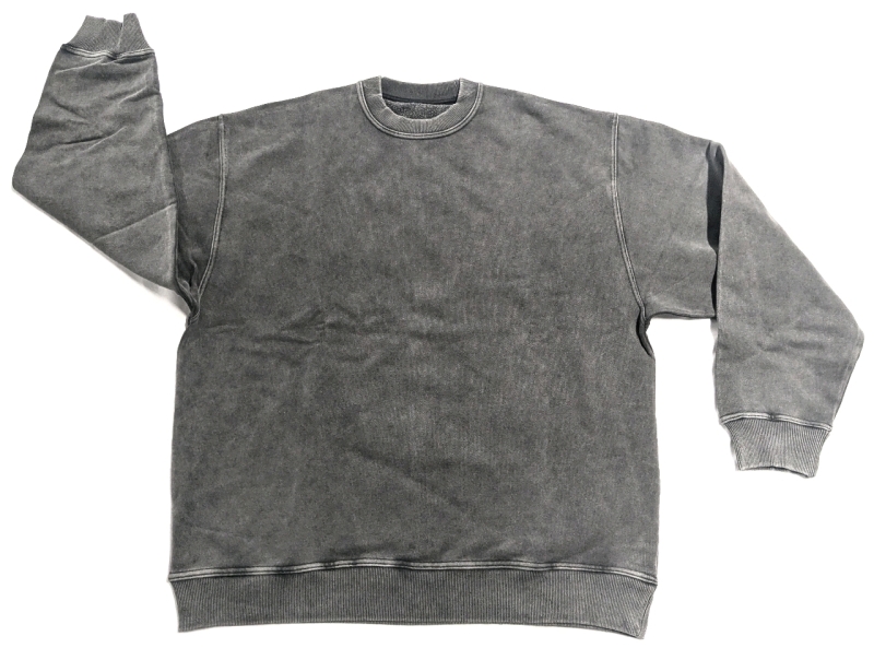 New Size Medium/Large | 100% Organic Cotton Black Acid-Washed Sweatshirt