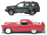 2 Diecast Cars : Majorette 1:32 Thunderbird 56 & 1996 S Jeep Grand Cherokee V8 SS506