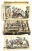 Rare Antique Wood Block Hand-Coloured Lithograph Puzzle Blocks in Original Wood Case w 5 Lithograph Puzzle Picture Solutions (6th Picture on Top of Box) - Complete!