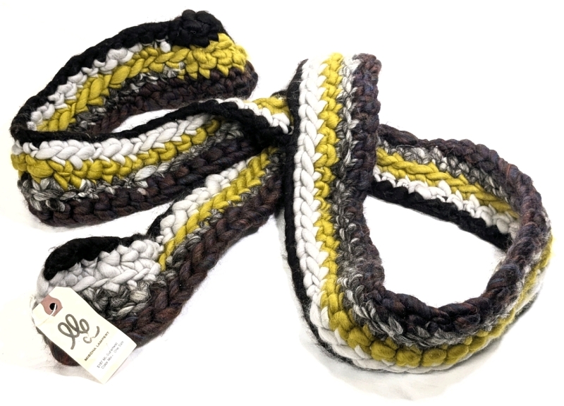 New MISCHA LAMPERT Hand Spun Dyed Knitted 100% Wool ML Supertwist Color Mix Scarf | 3.5" x 82" Long | Retails for $187!