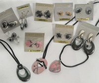 12 Hematite & Rhodonite Jewelry Pieces - Earrings & Necklaces