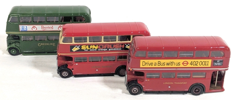 3 EFE 1:76 Scale Diecast Double Decker Buses : London Transport RT / RTL Buses #51a, #62 & ARC Regent Greenline Special (Railway Relief Only)