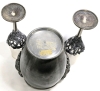 Signed Art Deco Ram's Head Ice Bucket & 2 Pewter Stem Champagne Glasses | Bucket 7.5" Tall - 3