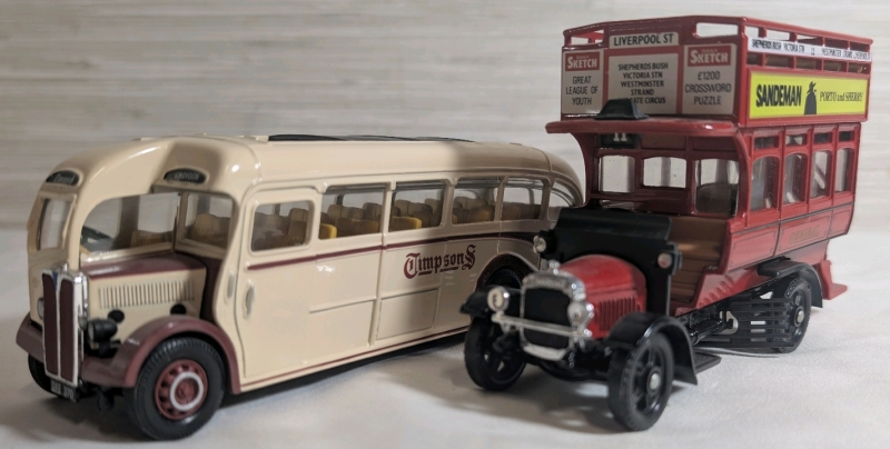 Corgi Diecast Bus Lot Containing Corgi AEC Regal Coach & Corgi Thornycroft Double-Decker Bus