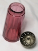 Vintage Ruby Red Glass Double-Ended Monogrammed Perfume Bottle & Corkscrew + Cranberry Glass Sugar Shaker | Up to 5.75" Tall - 6