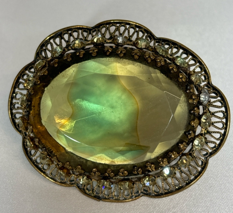 Gorgeous Signed West Germany 1940&rsquo;s Rhinestone & Colour Changing Cab Brooch