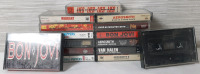Lot of 15 80's Rock and Roll Hair Metal Cassettes, Including Bon Jovi, Whitesnake, Van Halen, Aerosmith and More