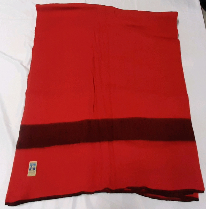 Kenwood Made in Canada Red Wool Blanket (Roughly 80"X64")
