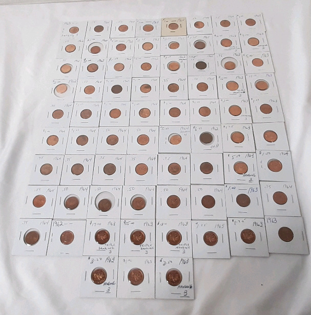 1960-1964 Canadian High Grade 1 Cent Pennies (75 Coins)