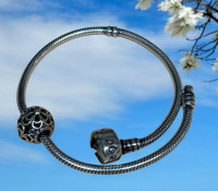 PANDORA ALE Sterling Silver Bracelet 8.5 Inch Charm Apple Blossom