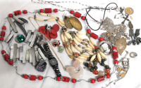 Large Jewelry Lot - Necklaces, Pins, Earrings, Pendants+