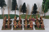 Eight (8) Sets Handpainted Macedonian Phalangites Foot Soldiers Wargaming 28mm Lead Miniatures .