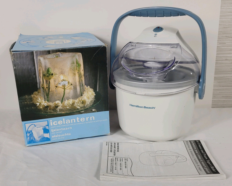 Hamilton Beach Ice Cream and Frozen Yogurt Maker & NICE Icelantern Plastic Mold . Ice Cream Maker Tested Powers Up