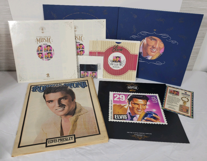 1977 Rolling Stone ELVIS PRESLEY 1935-1977 , Issue #248 & US Postal ELVIS PRESLEY Commemorative 1st. Day Issue Stamps & Stamp Sheets (unused)