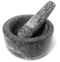 Fantastic Heavy Fresco Granite Stone Mortar and Pestle | Mortar 4.75" D x 2.6" Tall, Pestle 4.75" Long