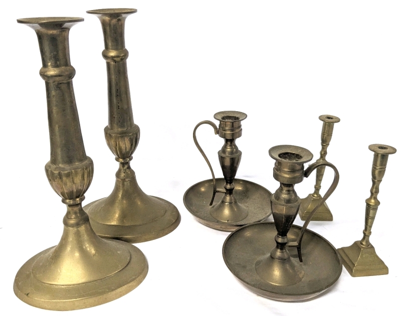 3 Pairs Vintage Brass Candlesticks | 5.25" - 10" Tall