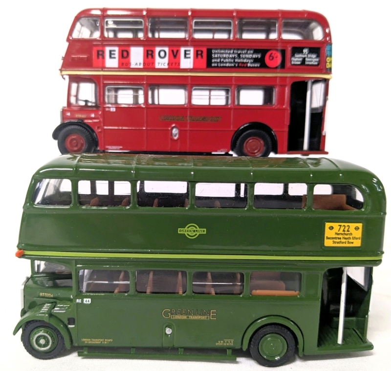 CORGI & EFE 1:76 Scale Diecast Double Decker Buses | RTW Route 95 Cannon Street & AEC RT Greenline Route 722 Hornchurch | 2.25" Tall