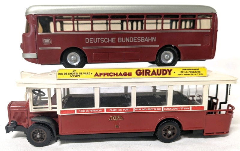 CKO Kovap Czech Republic Replica Tin Deutsche Bundesbahn Bus & Solido France Autobus Renault TN6C 1934 | Both 1:50 Scale, 2-2.25" Tall