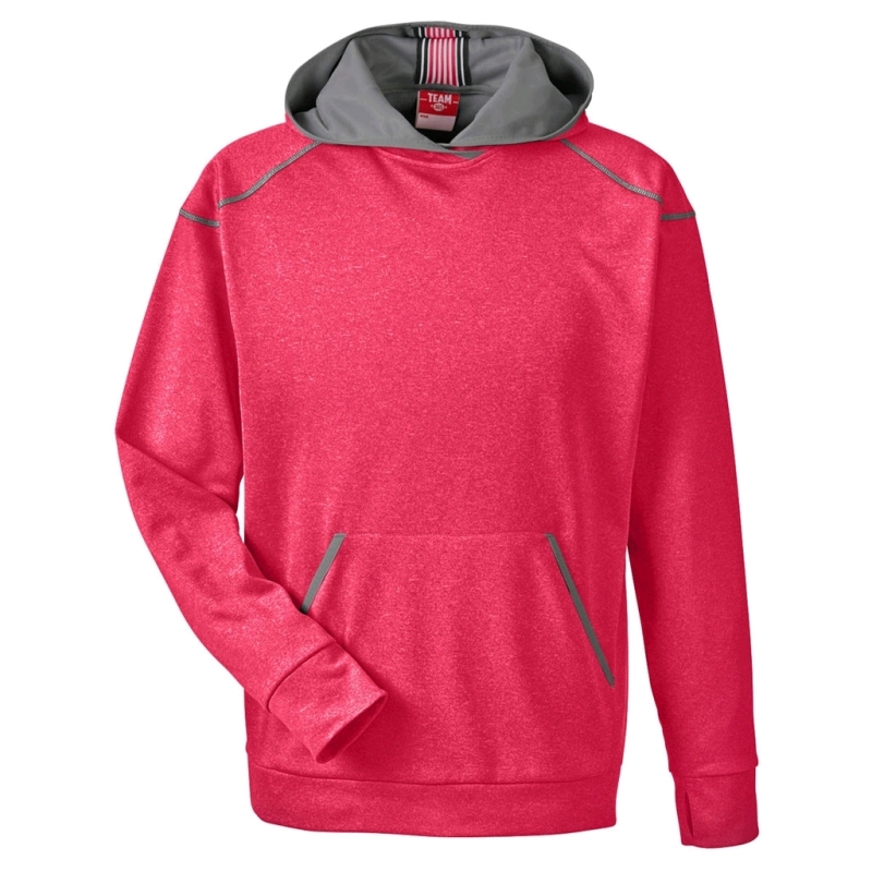 New Men's Size XL | Team 365 Sport Red Heather/Sport Graphite Excel Melange Performance Fleece Hoodie