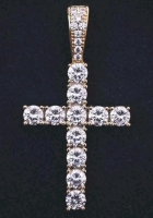 New GLD | Diamond Cross Vermeil Pendant - 18k Gold Plated Over 925 Sterling Silver w CZ Stones | Retails for $192!