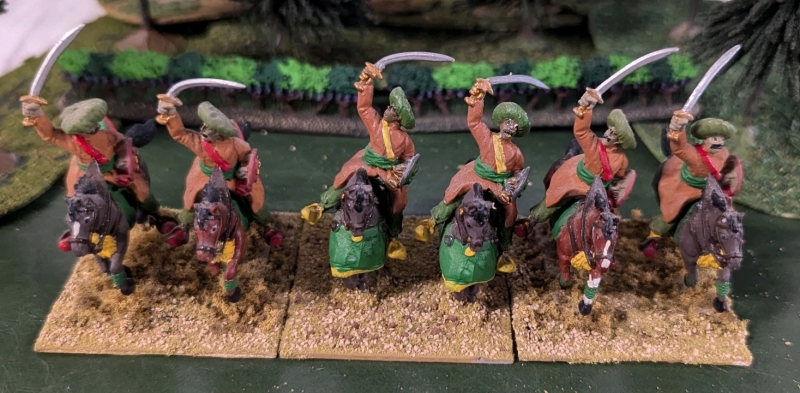 3 Pairs (6 Total) Hand Painted Lead Miniature Calvery. Labelled Pendharis SLC. 2" Tall. On Flocked Bases