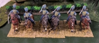 3 Pairs (6 Total) Hand Painted Lead Miniature Calvery. Labelled Rajput LC. 2" Tall. On Flocked Bases