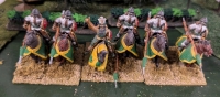3 Pairs (6 Total) Hand Painted Lead Miniature Calvery. Labelled Mogul Arm Calvery. 2" Tall. On Flocked Bases. One Rider Has Spear Separated, On Same Flat, Other Rider Has Come Loose.