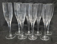 8 Nachtmann Crystal Champagne Flutes Aspen Pattern 9.15" Tall