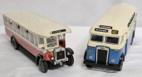 2 Vintage Diecast Coaches ABC Model Stockport Corp. Tramways & Trux Single Deck Bus