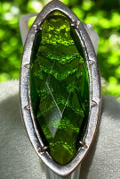 Very Large Faceted Green Marquise Statement Ring Size 8.5