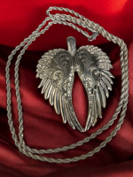Large Angel Wings Eagle Wings Rhinestone Pendant Rope Chain