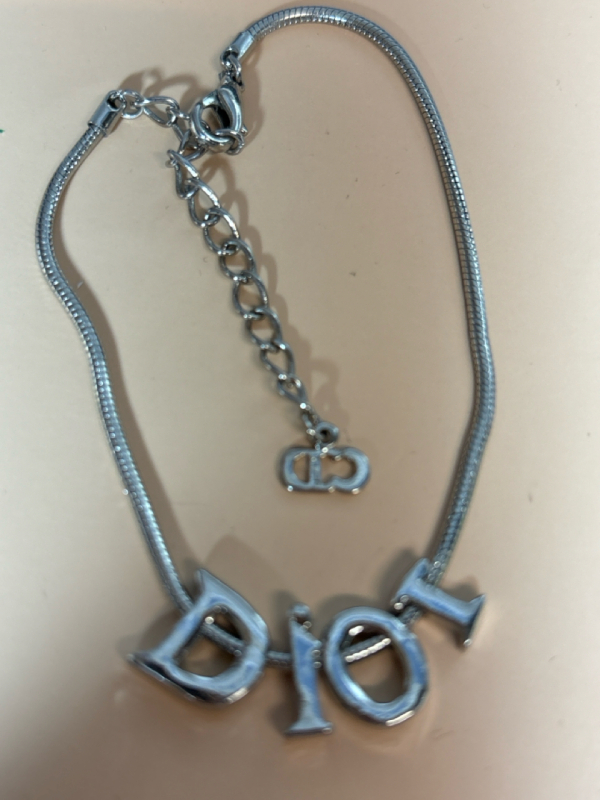 Christian Dior Logo Bracelet Lobster Clasp Silver Tone Classic<br/>