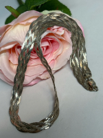 925 Sterling Silver Italy 5 5 Braided Herringbone Necklace Signed Stamped