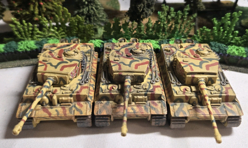 ( 3 ) Corgi Metal German Tiger 1 Tanks | Measures 3" x 1.5" * Shrubbery Not Included *