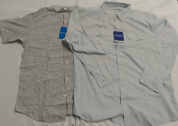 2 New Shirts Columbia Medium Button Up Short Sleeve & Huk XL Button up Long Sleeve
