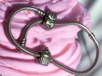 PANDORA ALE Sterling Silver Bracelet Birthday Cup Cake Charm Included Stamped