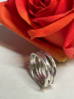 Hammered Sterling Silver 925 3 Band Ring Size 11