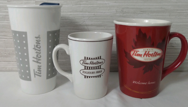 3 Like New Mugs Of Tim Hortons sizing from 4"-6"