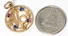 Lovely Signed 10K Gold Sweet 16 Charm with Claw Set Pink + Blue Sapphires | 0.65" Diameter - 3