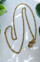 10K Yellow Gold 16 Inch Figaro Chain Stamped Ring Clasp Lovely & Shiny