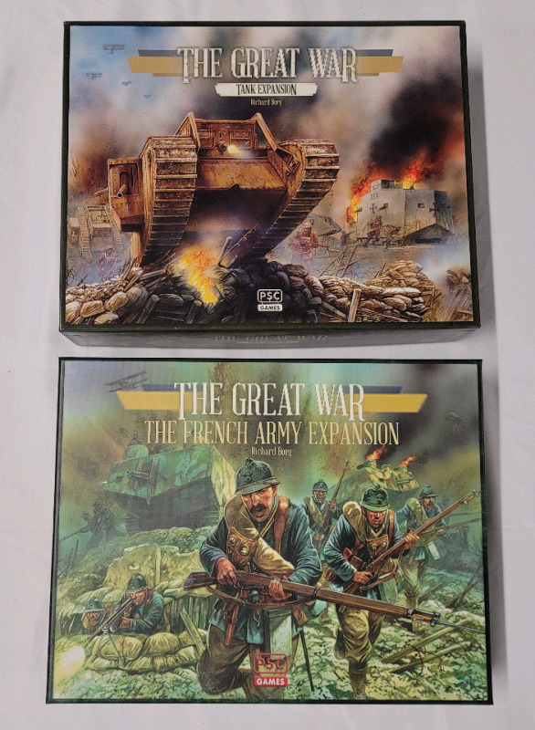 The Great War : Tank Expansion & The Great War : The French Army Expansion Tabletop Board Games . Cannot Confirm if Complete or not , Requires The Great War WWI Board Game