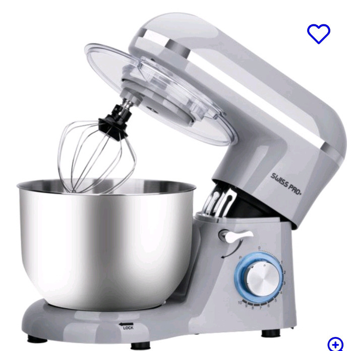 New | Swiss Pro+ Stand Mixer (European plug) 240V 50Hz 1500W, 10 Speed Setting, 35° Swivel Multifunctional Arm & 6L Stainless Steel Bowl | Model # SP-KM1500B *Retails For $ 130+