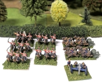 15 Mounted Cavalry, 2 4-Horse Artillery Limbers & 3 Foot Soldiers w Cannon | 20mm Handpainted Cast Metal PRUSSIAN Wargaming Figures on Flocked Bases | Up to 1.15" Tall