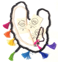 New Fairtrade El Salvador Natural Seed Bead Tasseled Necklace w Matching Bracelet & Lovely Pink Pearl Toggle Necklace w Matching Earrings | Pink Set Retails Over $60!