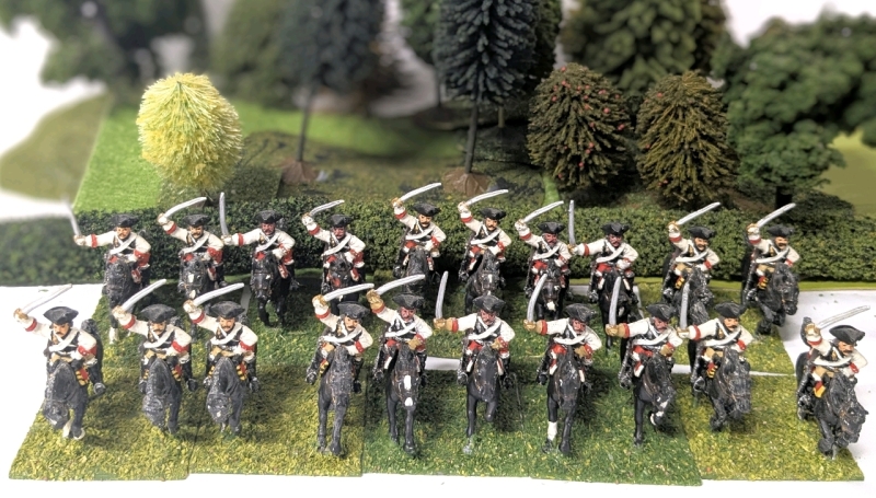 20 (Twenty) 28mm Handpainted Cast Metal Mounted Wargaming Figures on Flocked Bases: Kuirassier Erzherzog Ferdinand , Bretlach & Trautmansdorf | Up to 2" Tall