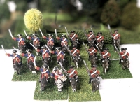 20 (Twenty) 28mm Handpainted Cast Metal Mounted Wargaming Figures on Flocked Bases: Liechtenstein Dragoons & Dragon Regt No.9 Savoyen | Up to 2" Tall